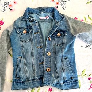 Size 10 girls, hooded denim, lightweight jacket